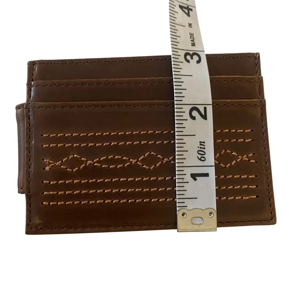 NWT Men’s Justin’s BOOT STITCH CARD WALLET with Money Clip in Brown 22125662M3